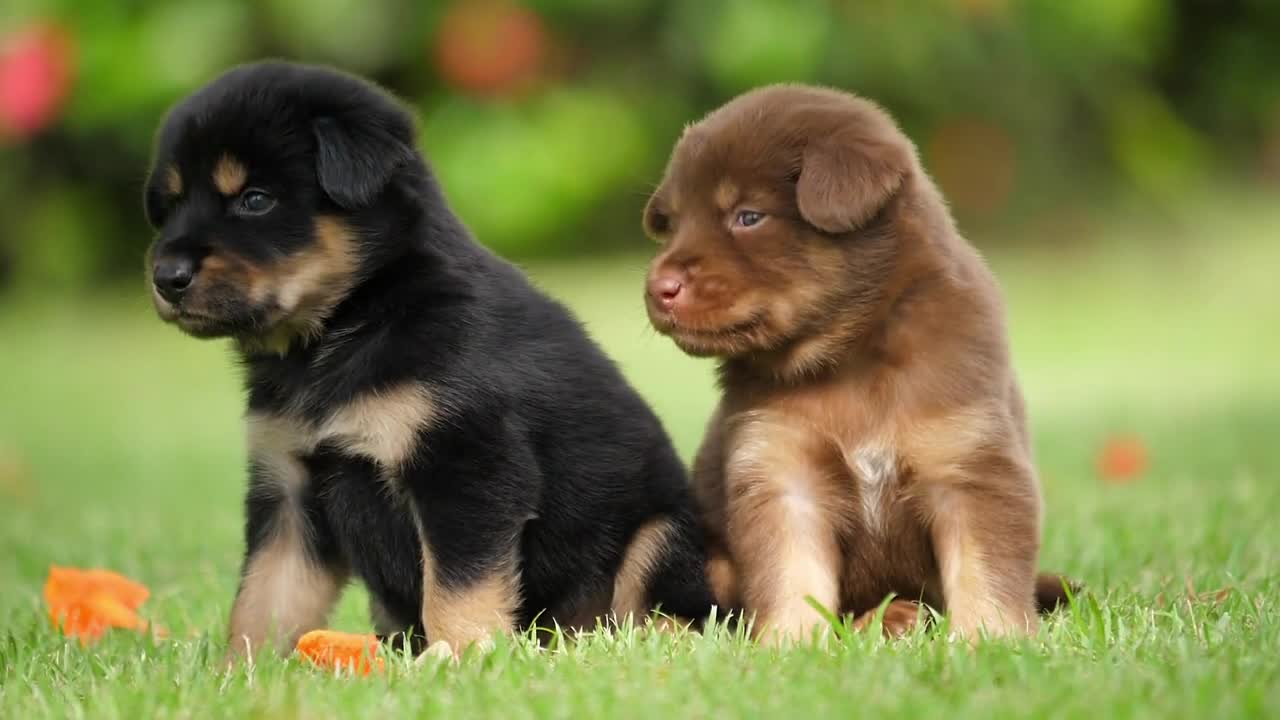 Puppies playing In the Garden