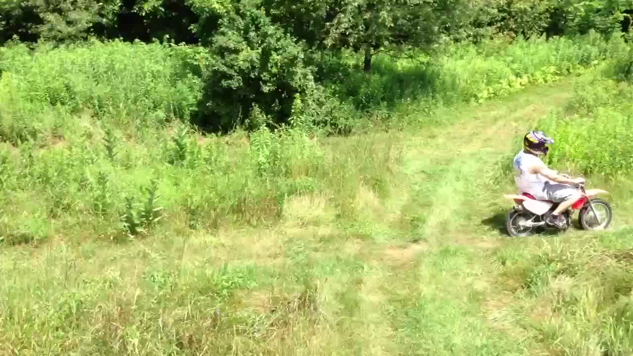 Dan and Daniel riding the Honda's.