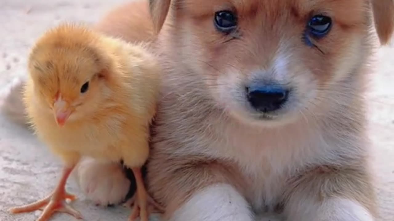 cute chicks with puupy