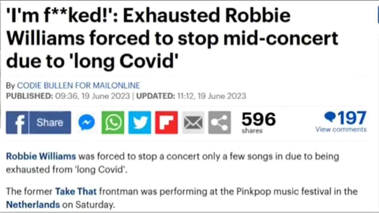 VACCINATED ROBBIE WILLIAMS STOPPED PERFORMANCE SAYING HE'S F&&CKED