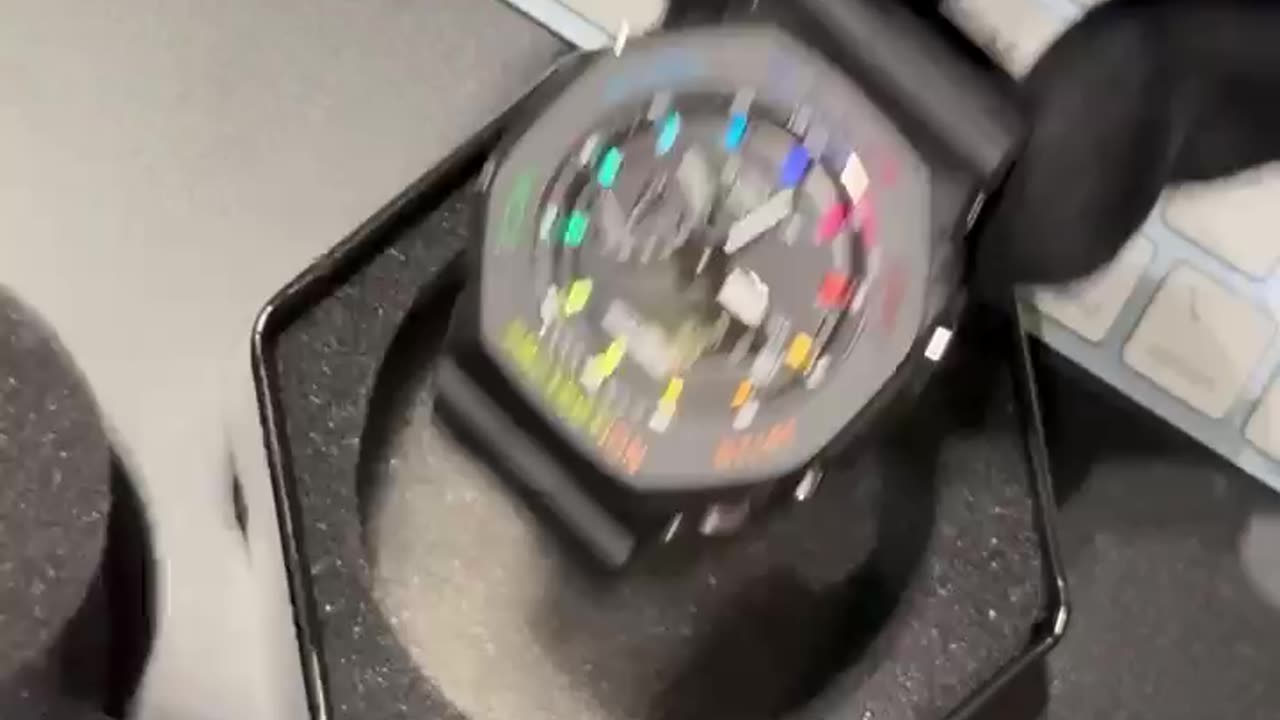 G-Shock CasiOak Black Rainbow,Crafted with a Carbon Plastic Black case and rubber strap