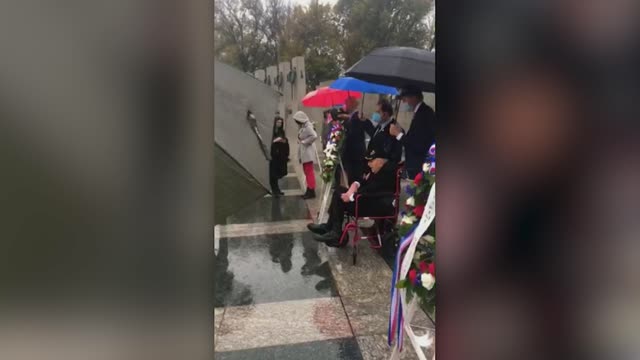 Wreaths are laid at the WWII Memorial in DC