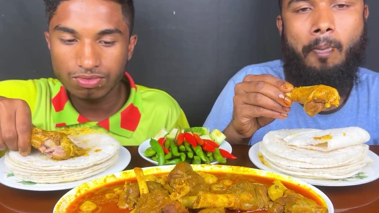 Mutton curry and roti eating challenges