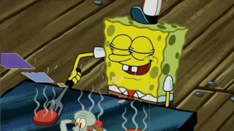 Squidward Is Playing With Tiles While SpongeBob Is Flipping Krabby Patties 🍔