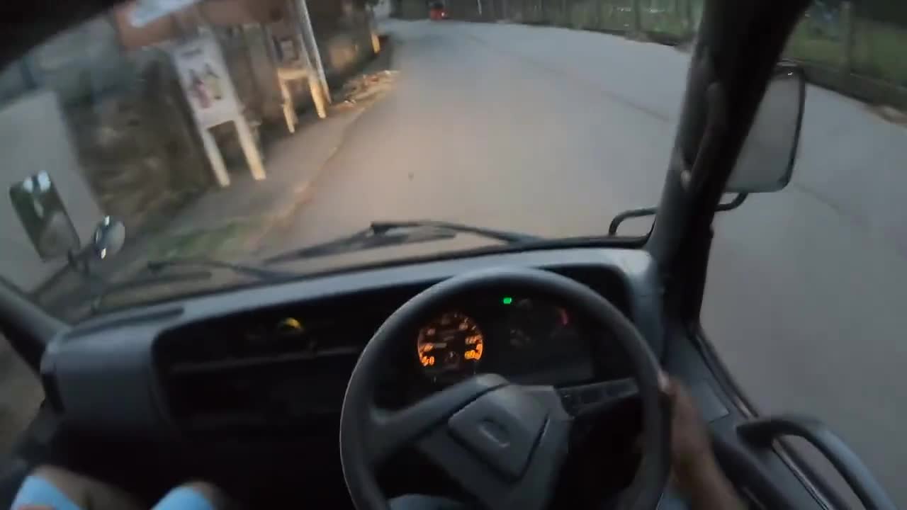 First person driver Mitsubishi Fuso Canter 4D33 POV truck Mitsubishi