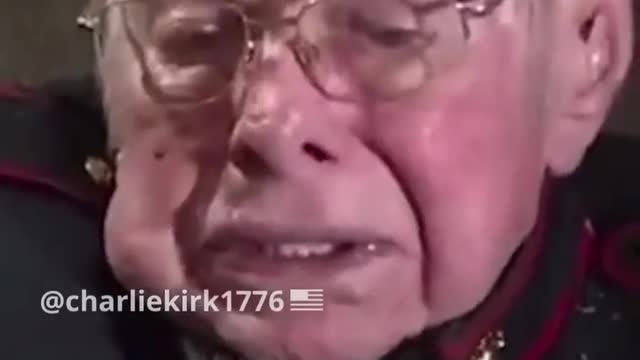 Elderly Veteran weeps for America