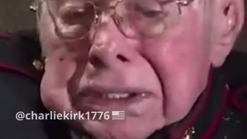 Elderly Veteran weeps for America