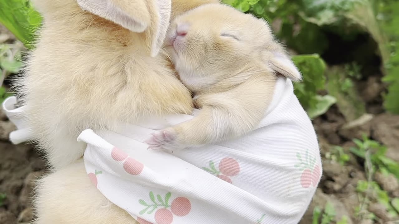 Bunny with baby bunny cute