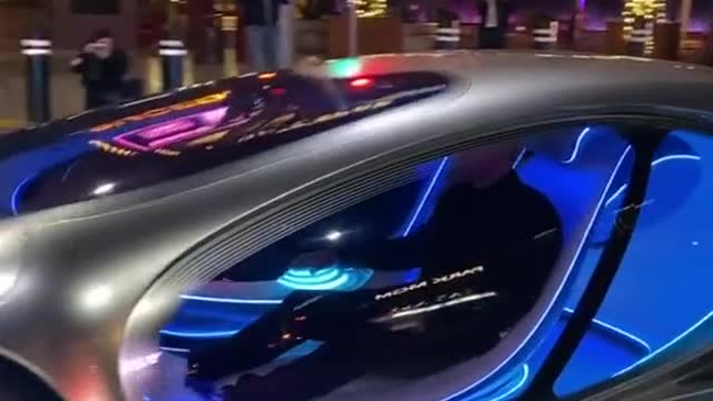 This is the Mercedes AVTR in collaboration with Avatar Movie driving through Las Vegas!