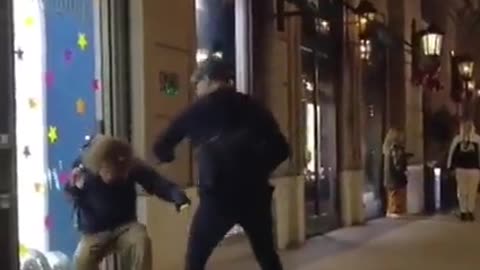 Pathetic Antifa Loser/Coward Starts Random Fight After Riot and Is Promptly Kicked in the Face