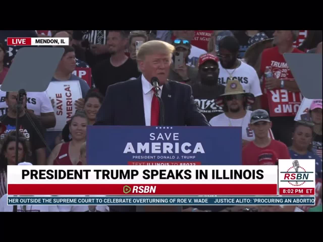 6/25/22 President Donald Trump Save America rally Mendon IL the president thanks the Supreme Court