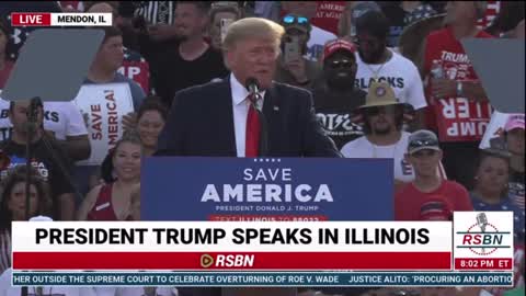 6/25/22 President Donald Trump Save America rally Mendon IL the president thanks the Supreme Court