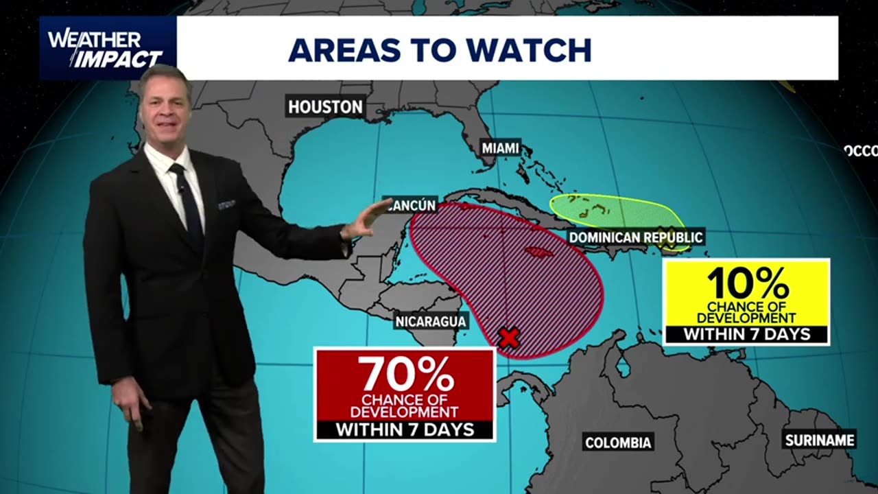 Tropical update: Spot in western Caribbean has high chance for development