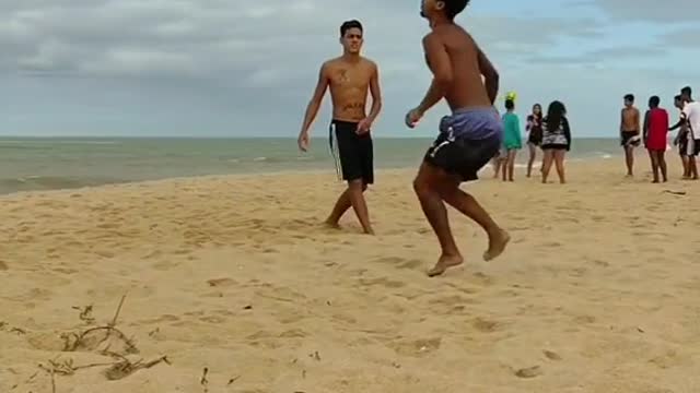 Imagine walking pass these soccer skills on the beach