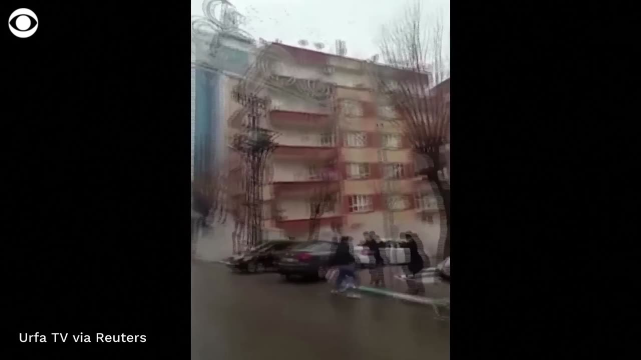 Video shows building collapse in Turkey as earthquake strikes