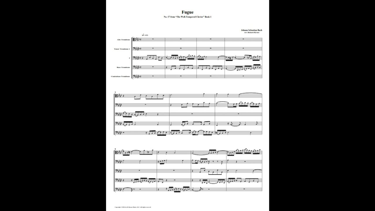 J.S. Bach - Well-Tempered Clavier: Part 1 - Fugue 17 (Trombone Quintet)