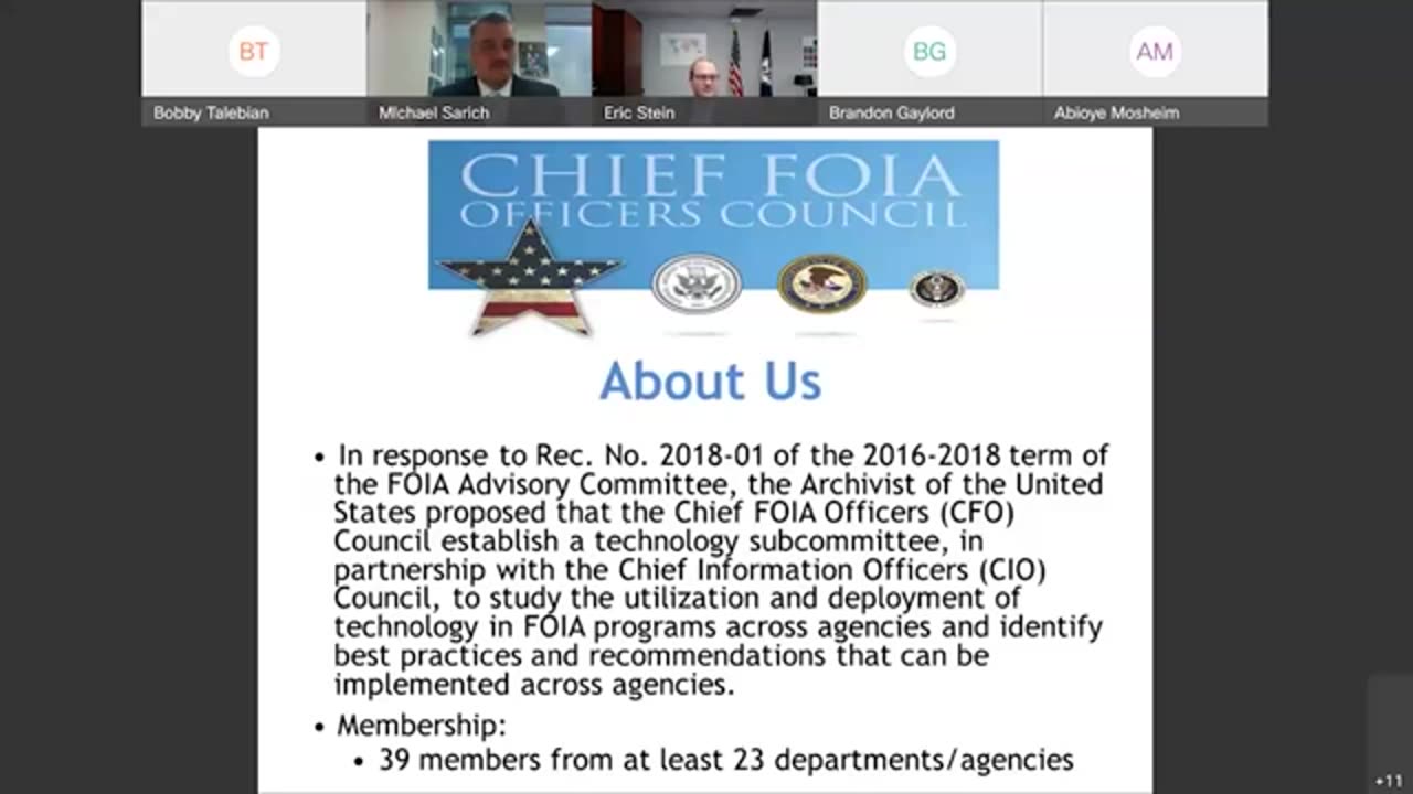 Chief FOIA Officers Council Meeting Recording November 17 2021