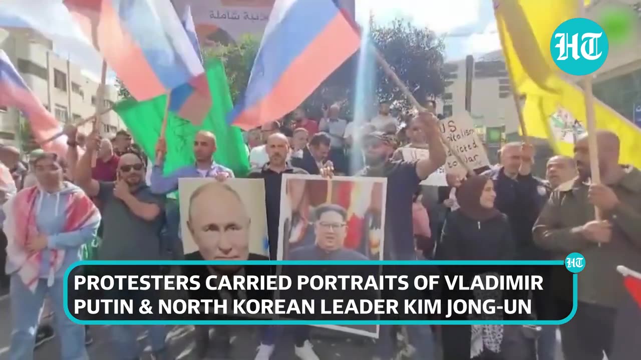 Palestinians Wave Russia Flags, Display Putin & Kim Portraits During Anti-Israel Stir In West Bank