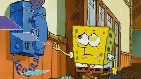 Squidward Is Playing With Tiles While SpongeBob Answers The Phone 📞