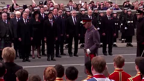 King Charles leads Remembrance Day silence