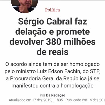 Sérgio Cabral o Ladrão que roubou bilhões do Rio.