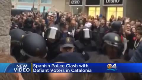 Spanish Police Clash With Defiant Voters In Catalonia