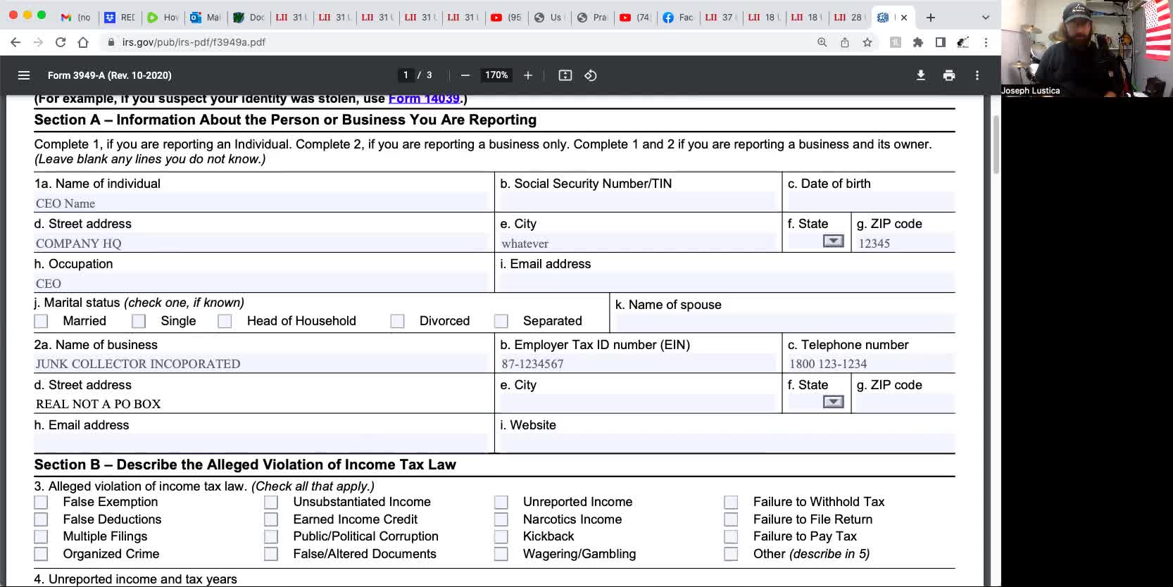 How to fill out the 3949a form