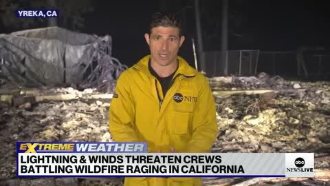 LIGHTNING & WINDS THREATEN CREWS BATTLING WILDFIRE RAGING IN CALIFORNIAz