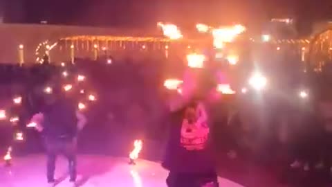 Duo Gives Amazing Fire Performance At Wedding Show