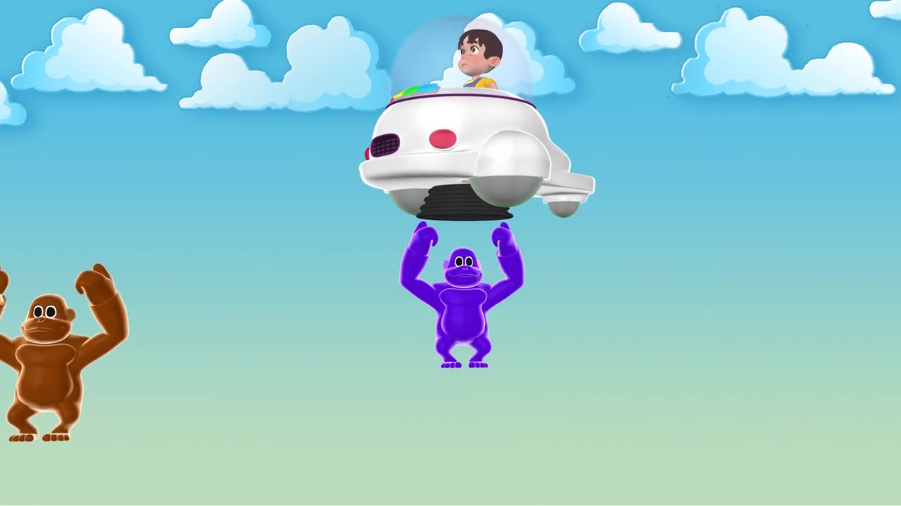 Learn Colors with Gorilla - 3D UFO - for Kid Children and Toddlers - Kids Play Tv