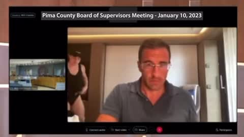 At Pima County board meeting, Matt Heinz had a special appear in the background then signal is lost