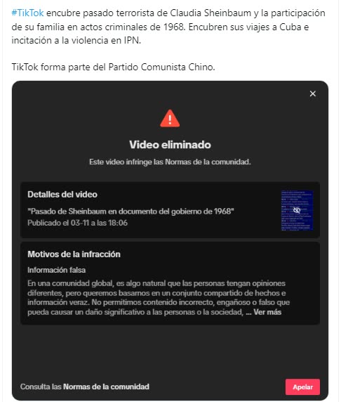 TikTok encubre historial comunista y violento de Claudia Sheinbaum
