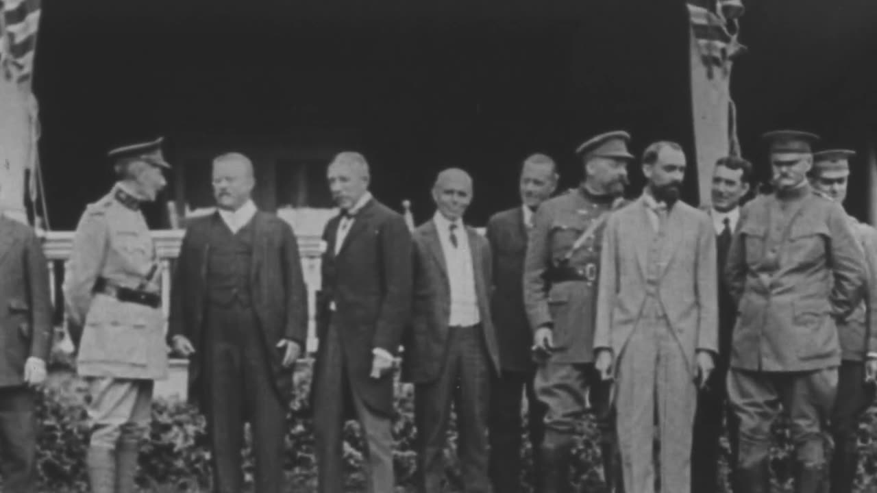 Theodore Roosevelt Receiving Belgian Envoys at Sagamore Hill (1917 Original Black & White Film)