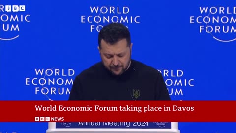 Zelensky speaking at World Economic Forum but his voice is high