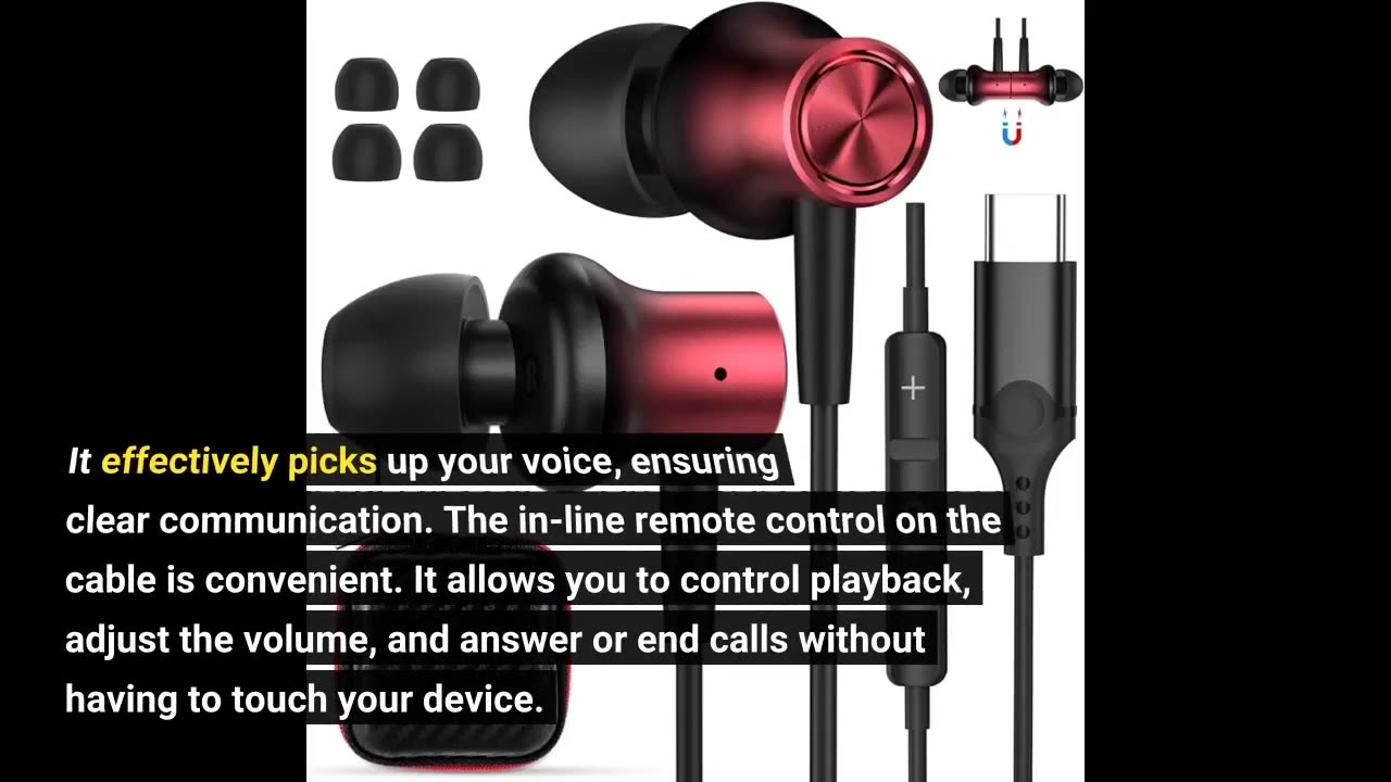 USB C Headphone for Samsung S23 S22 S21 S20 A53 A54 Wired Earbuds Magnetic in-Ear Type C Earpho...