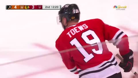 Toews scores in his FINAL game as a Blackhawk