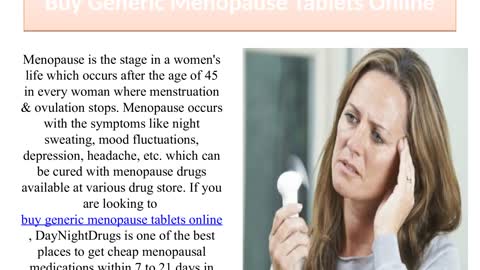 Buy Generic Menopause Tablets Online