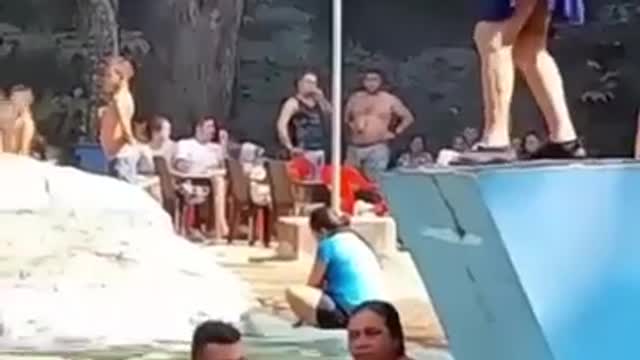 Grandma tributes Jeff Hardy by pool jump