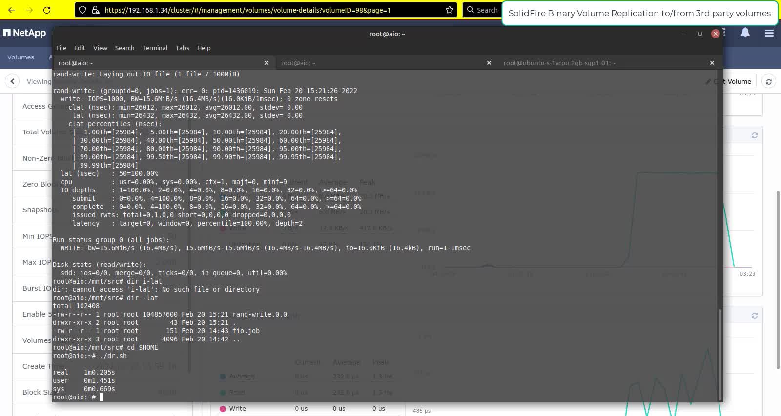 Binary replication of SolidFire volumes