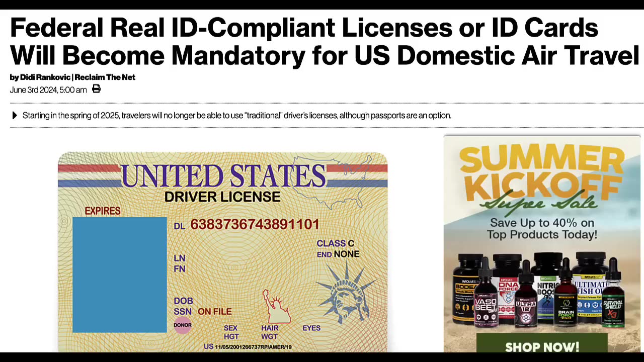 THE REAL ID IS BEING REQUIRED IN AMERICA BY 2025 WITH FEDERAL LIMITS IF YOU REFUSE TO COMPLY