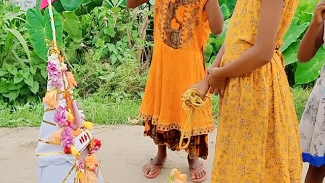 Jagannath Rath yatra puja in india village