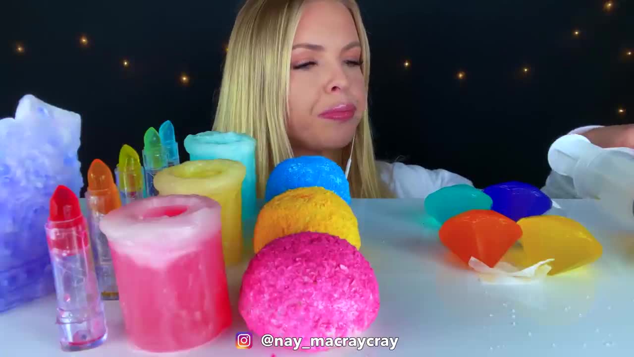 ASMR Rainbow Food, Square Jelly, Edible Crown Wax Candy, Sour Strips, Snoballs, Syringe Mukbang 먹방