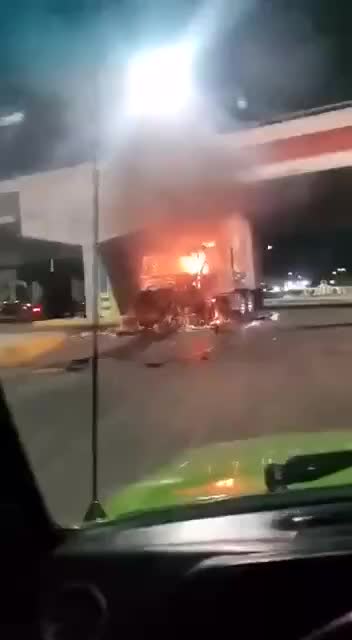 Supposedly semi trucks on fire at Mexico US border