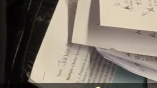 Damn jania woman grading papers on the train