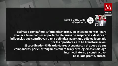 Gutiérrez Luna insta a Noroña a mantener calma ante conflicto entre Monreal y Adán Augusto