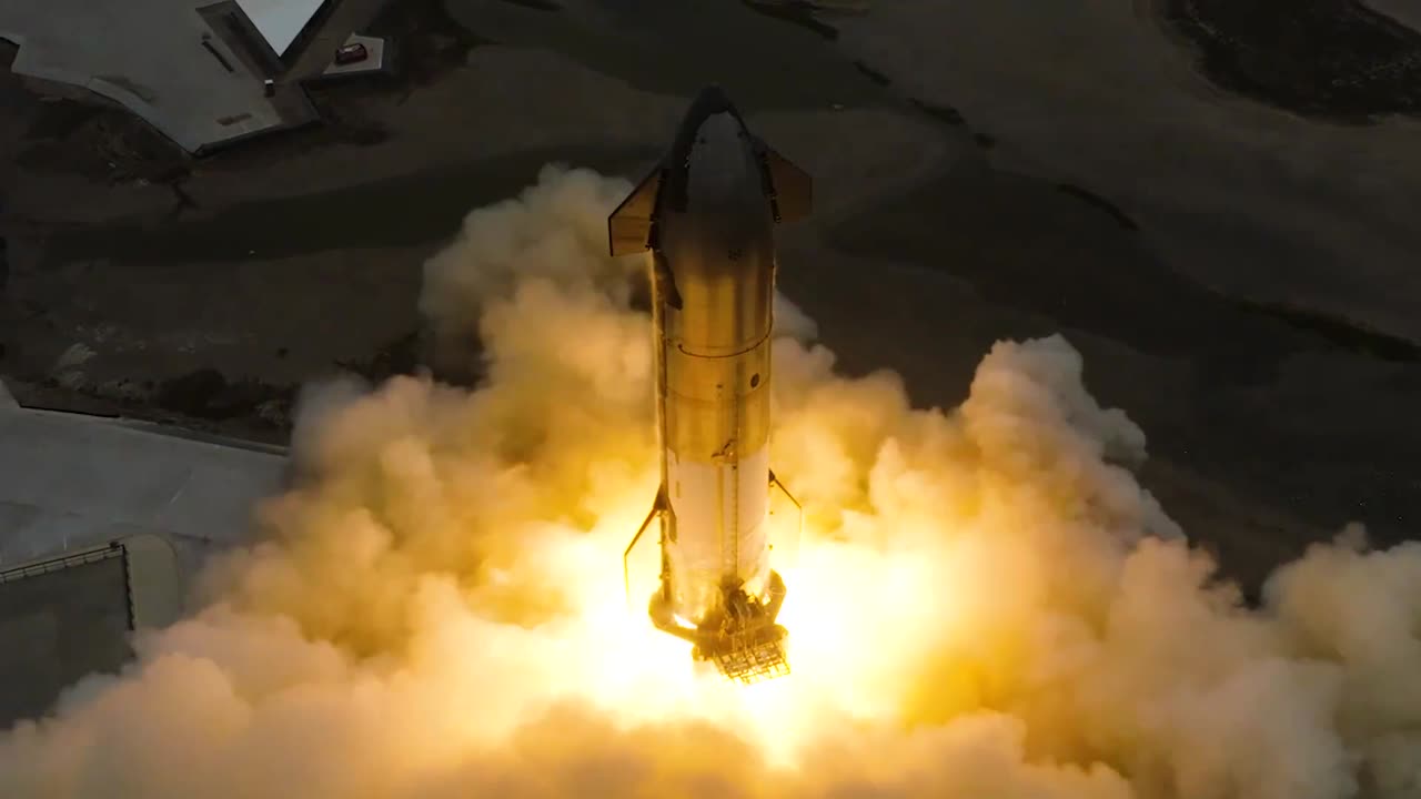 Full-duration static fire of all six Raptor engines on Flight 4 Starship