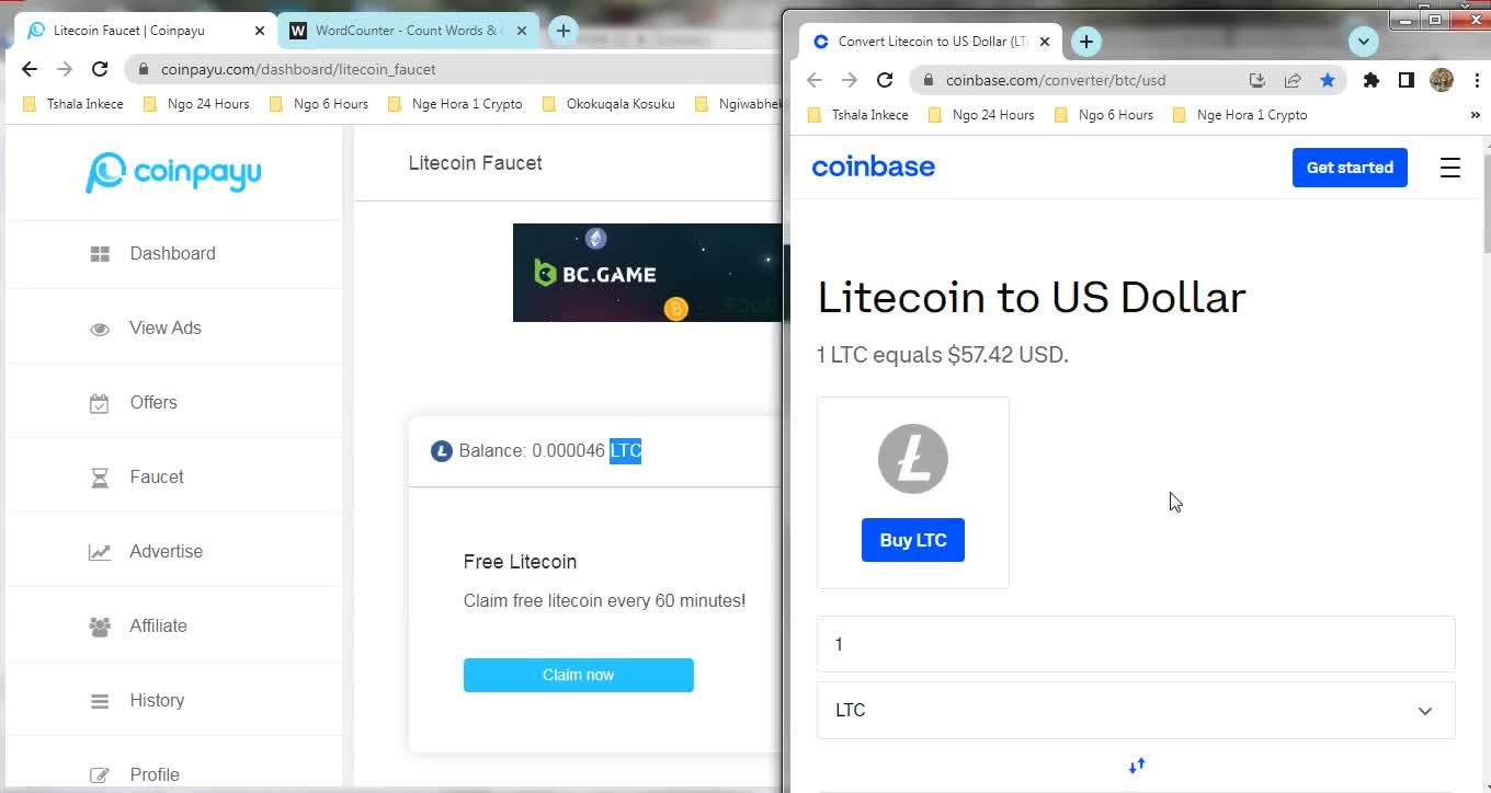 How To Earn Free 14 Litecoin LTC Satoshi Cryptocurrency At Coinpayu Every 60 minutes With Proof