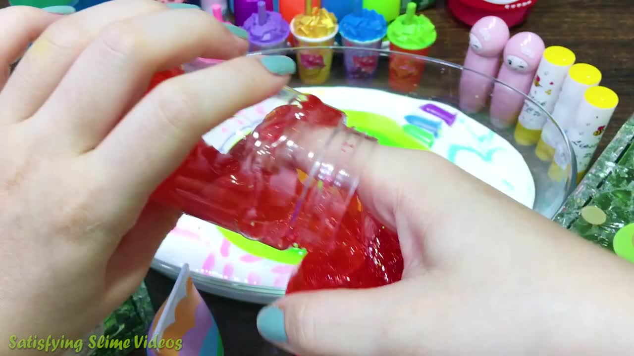 RAINBOW slime!Mixing makeup clay and more into GLOSSY slime!Satisfying Slime Vid