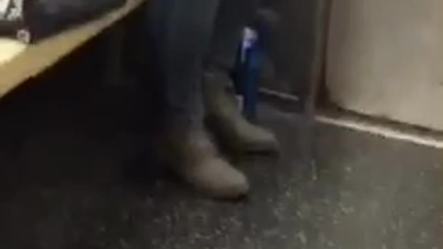 My girl! woman drinks tall can beers on subway