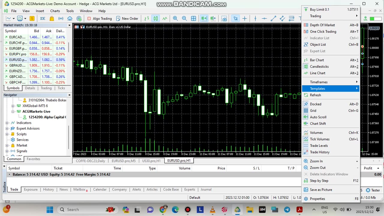 TRADING EURUSD CPI 12/12/2023